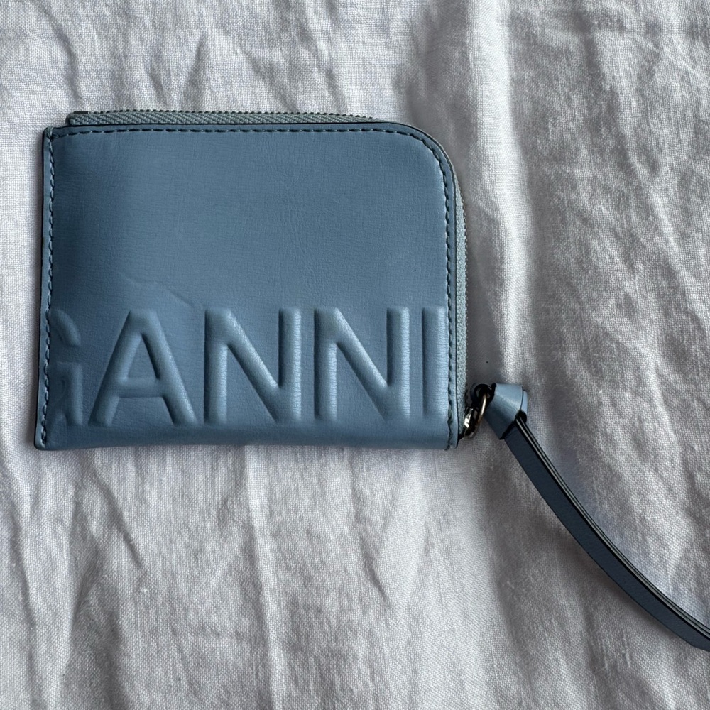 Blue ganni zip wallet/card holder